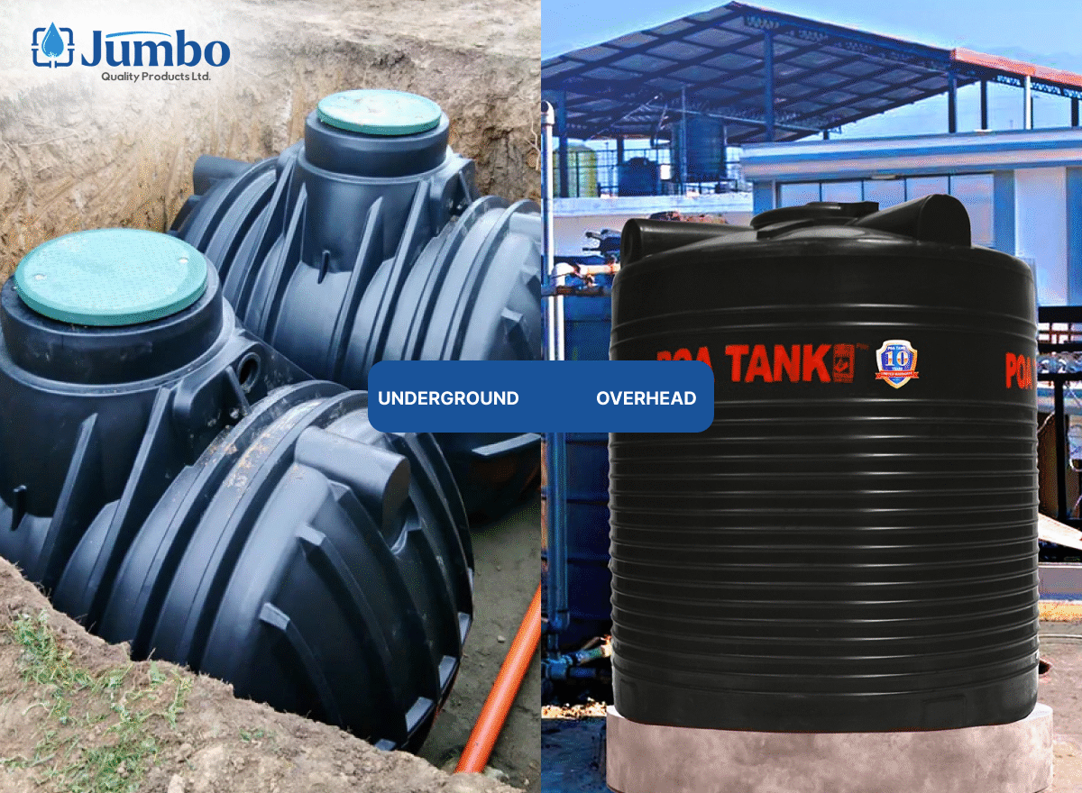 Comparison of underground and overhead water storage systems featuring Jumbo Quality, the best water tanks in Kenya.