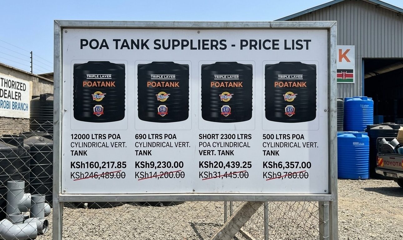 Water tank price comparison across sizes in Kenya