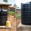 1000 litre and 3000 litre water tanks compared side by side in Kenya