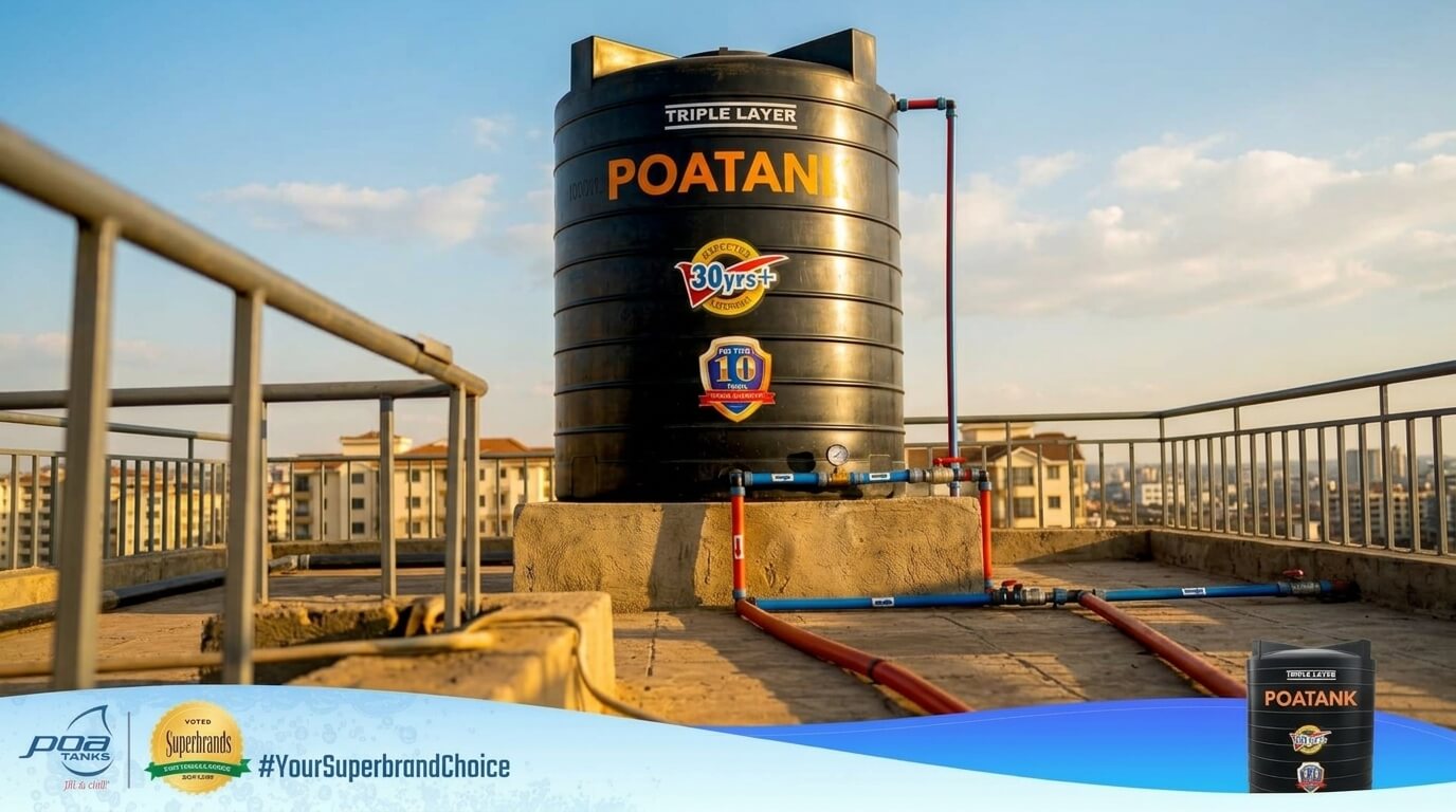 10,000 litre water tank installed on concrete base Kenya