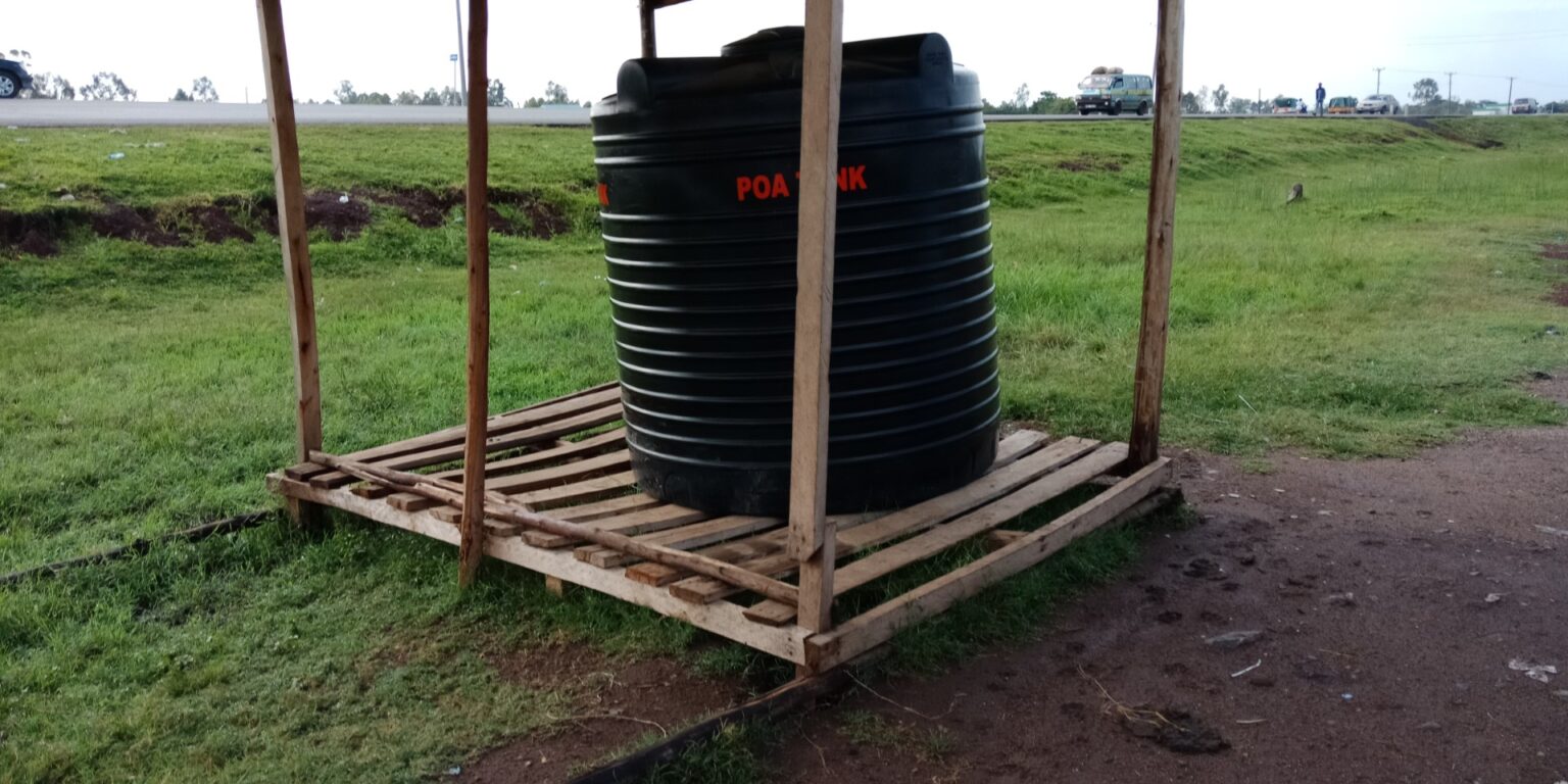 Roto-moulded UV-stabilised Poa Tank cylindrical water tank being delivered in Kenya