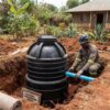 Underground water tank installation in progress at a Kenyan property