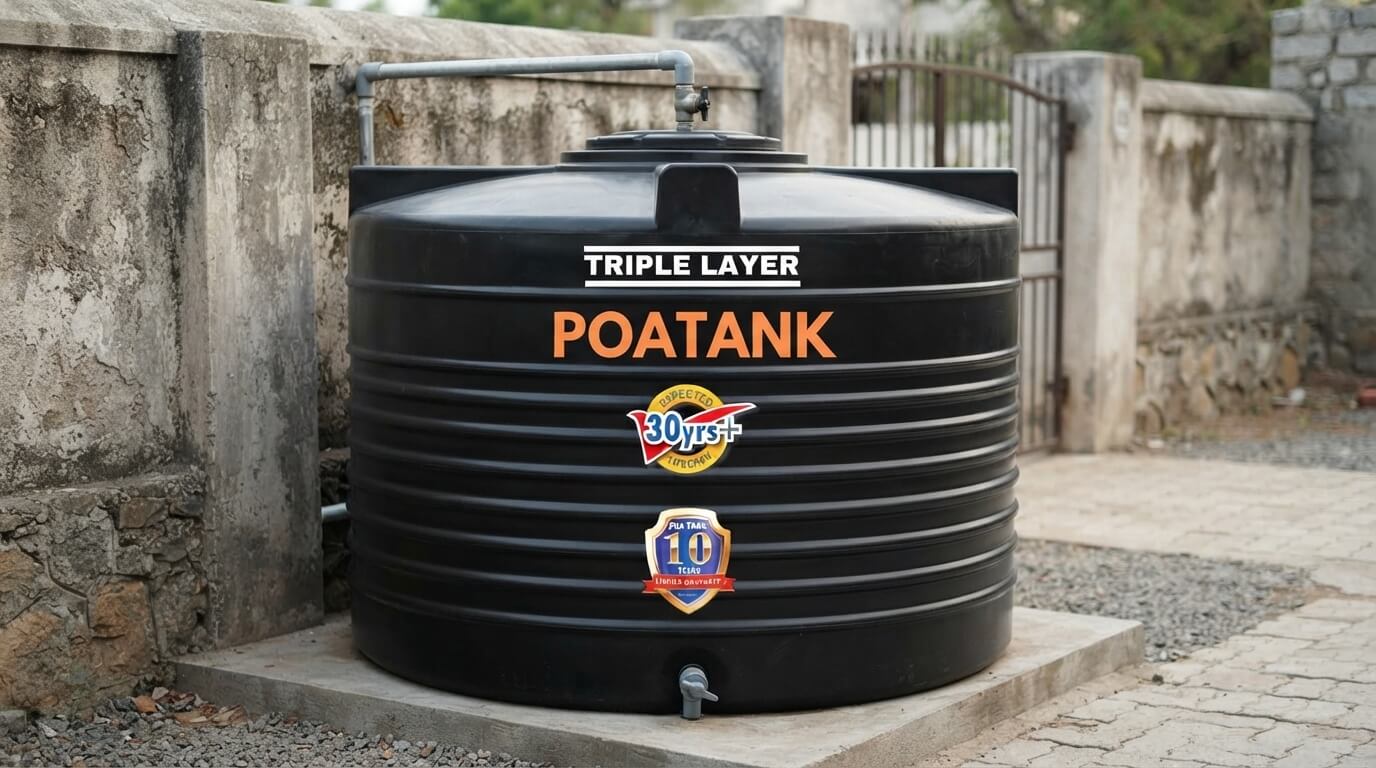 Wide, low-profile 5000 litre short cylindrical water tank in Kenya