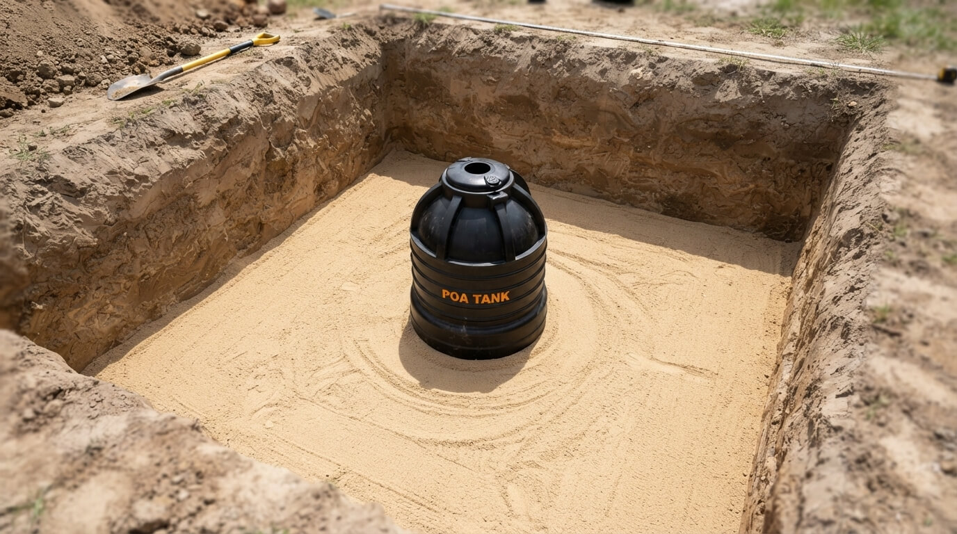 Excavated pit ready for an underground water tank in Kenya