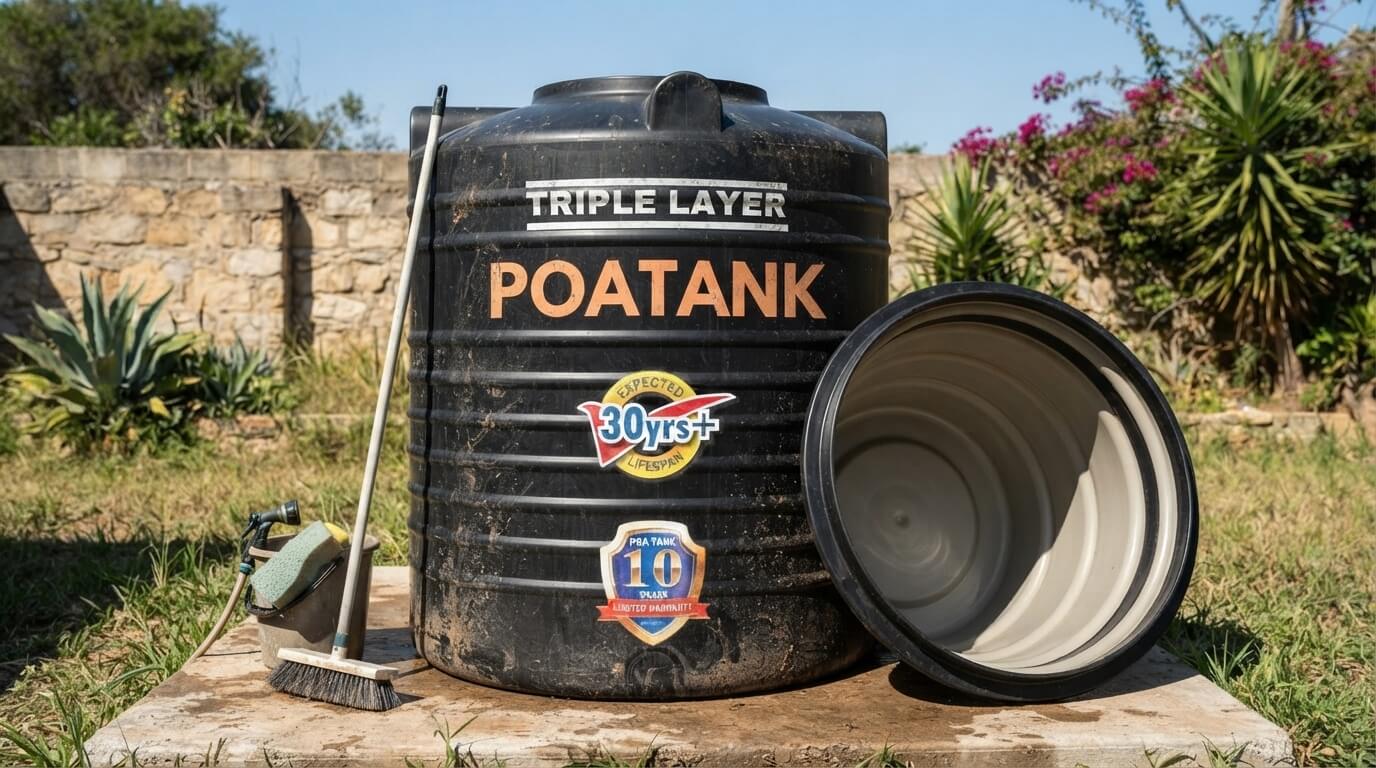 Empty water tank ready for its annual clean in Kenya